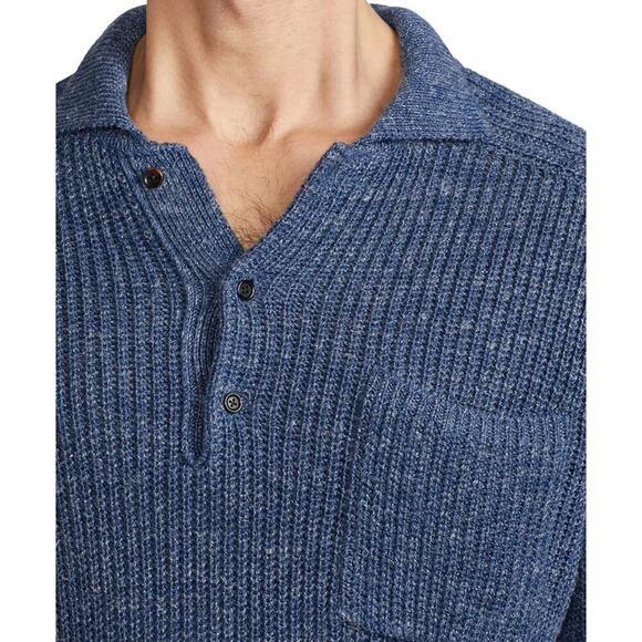 Ralph Lauren Collection Purple Label Mens Textured Silk Linen Polo Shirt Sweater - Picture 8 of 9